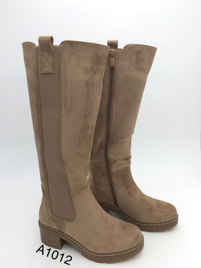 Ghislaine elastic-panel high boots in taupe