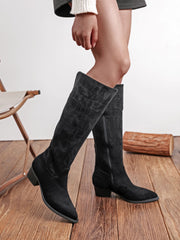 Hypatia patterned high boots in black