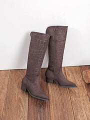 Hypatia patterned high boots in brown