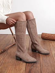 Hypatia patterned high boots in taupe