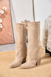 Quitterie western-style high boots in taupe