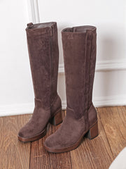 Ursuline high block-heel boots in brown