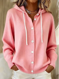 MELANIE | HOODED BUTTON-FRONT CARDIGAN