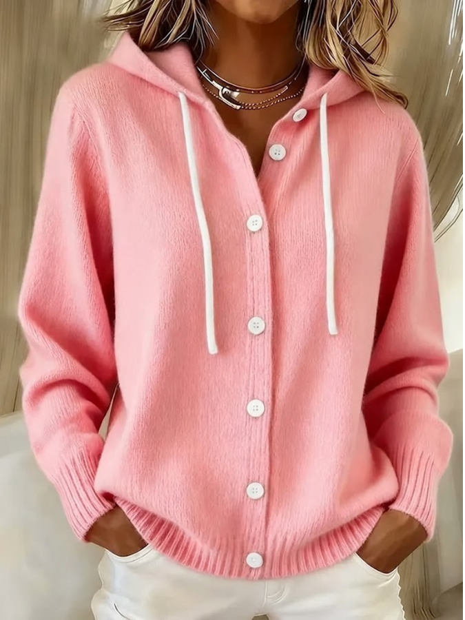 MELANIE | HOODED BUTTON-FRONT CARDIGAN