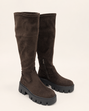 Domitilla stretch-shaft platform boots in brown
