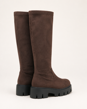 Domitilla stretch-shaft platform boots in brown