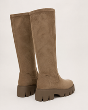 Domitilla stretch-shaft platform boots in taupe