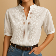 Dalena | Lace-Detail Short-Sleeve Blouse