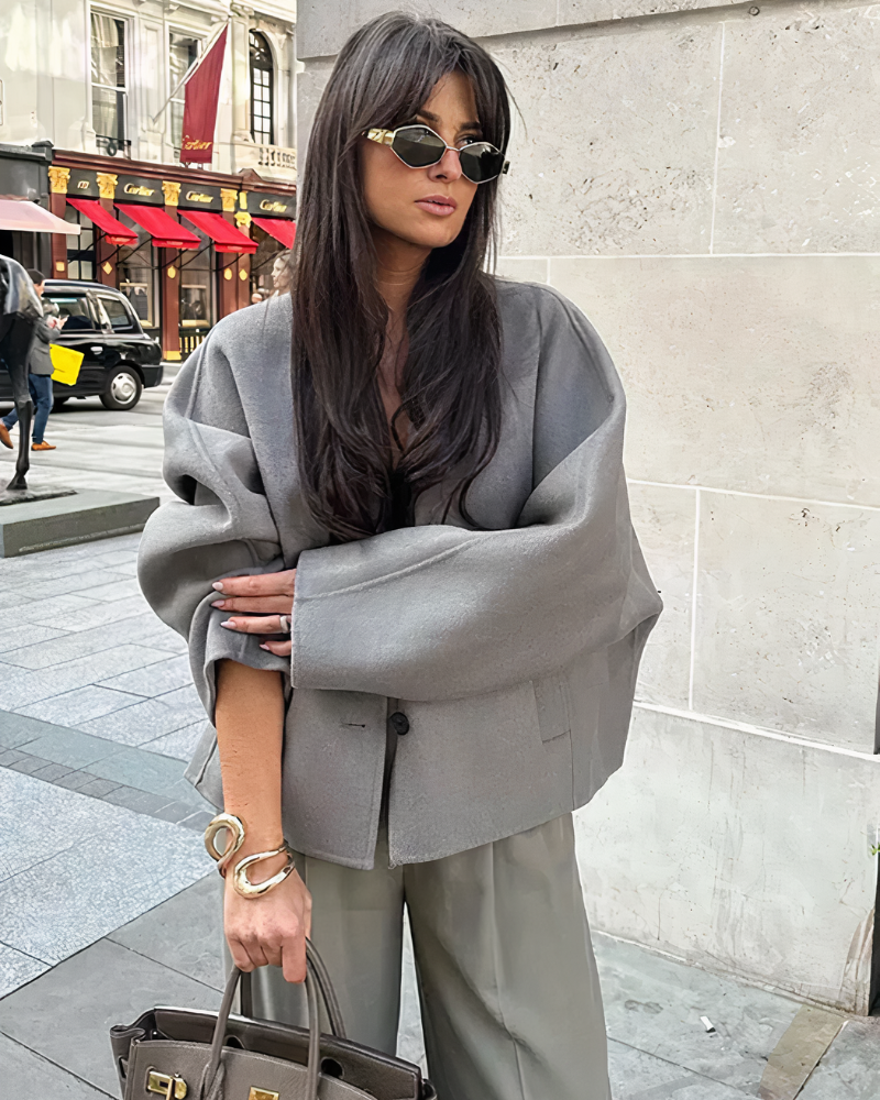 Dasha | Wide-Sleeve Collarless Jacket