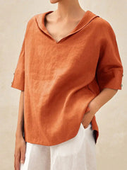 Roshanda | Wide-Collar Short-Sleeve Blouse
