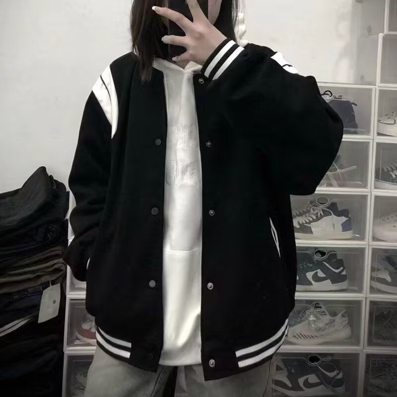 Winona | Contrast-Panel Varsity Jacket