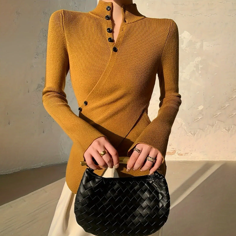 Elexis | Asymmetric Button-Neck Top
