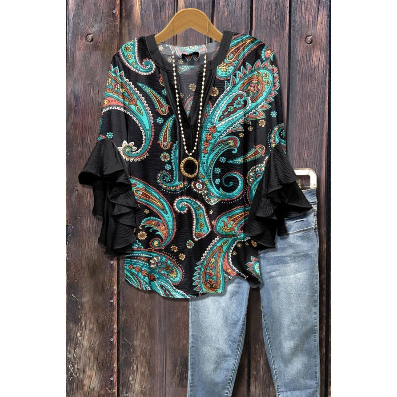 Ardyce | Printed Ruffle-Sleeve Blouse