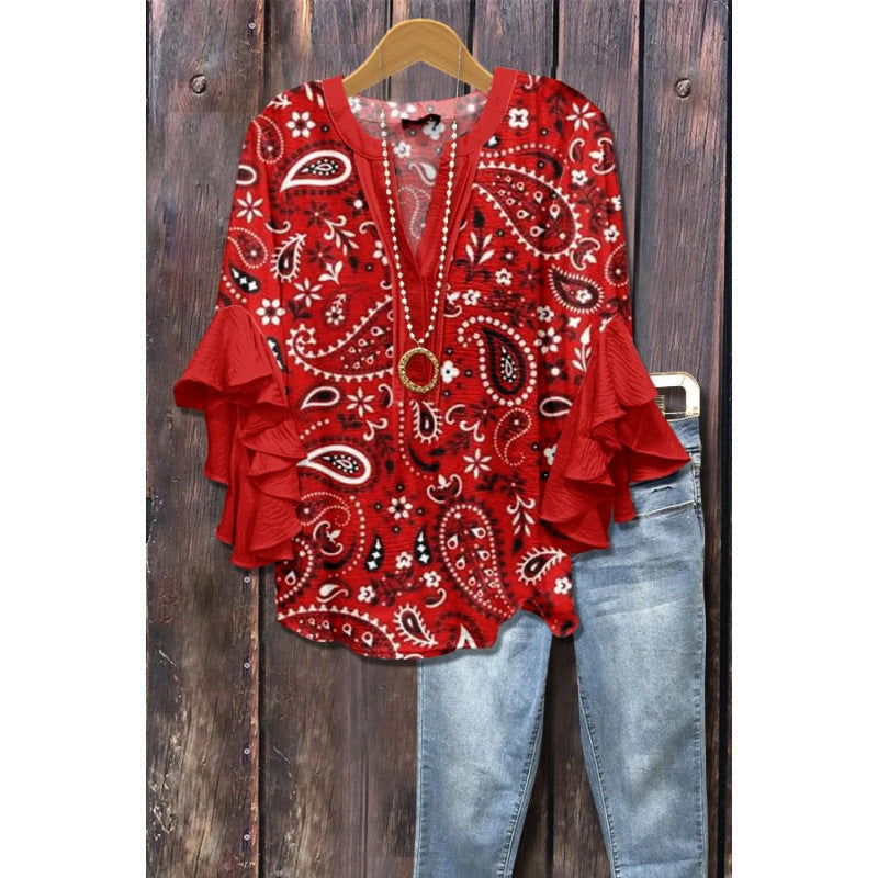 Ardyce | Printed Ruffle-Sleeve Blouse