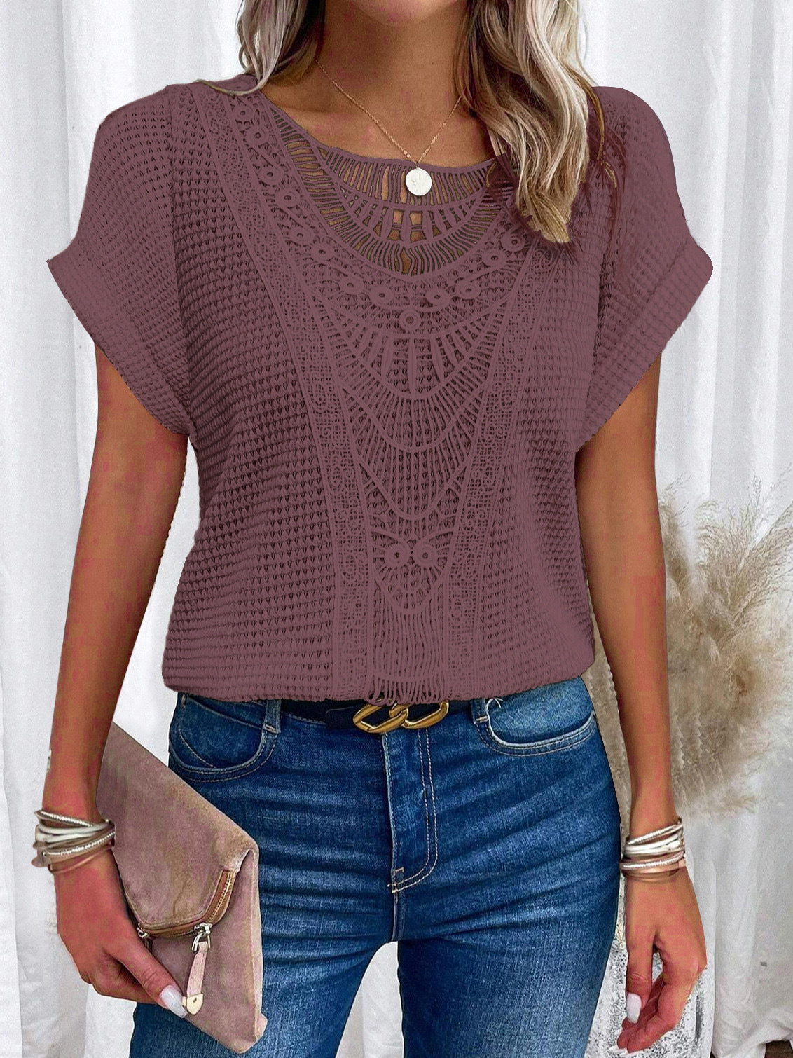 Tanasia | Open-Knit Short-Sleeve Jumper