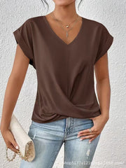 Fayetta | Twist-Hem V-Neck T-Shirt