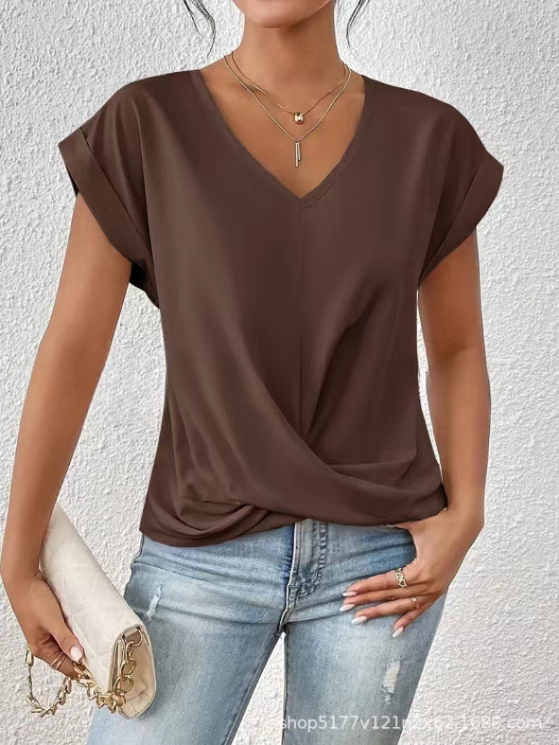 Fayetta | Twist-Hem V-Neck T-Shirt