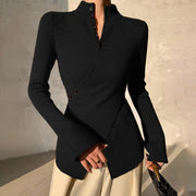 Elexis | Asymmetric Button-Neck Top