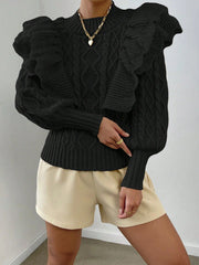 Akilah | Ruffled Cable-Knit Jumper