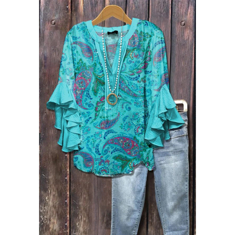 Ardyce | Printed Ruffle-Sleeve Blouse