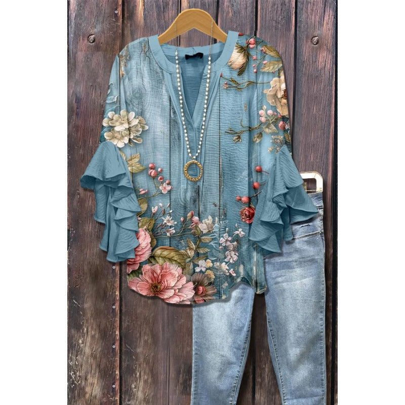 Ardyce | Printed Ruffle-Sleeve Blouse