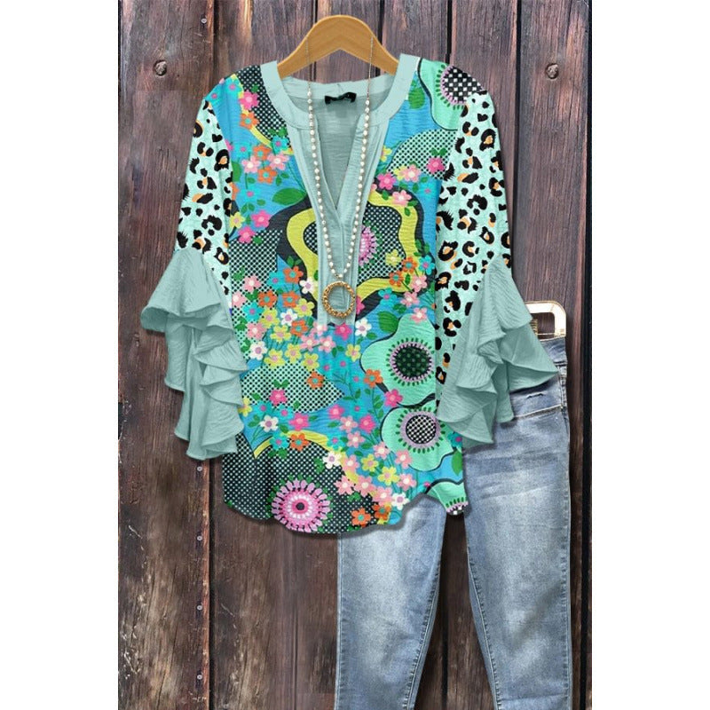 Ardyce | Printed Ruffle-Sleeve Blouse