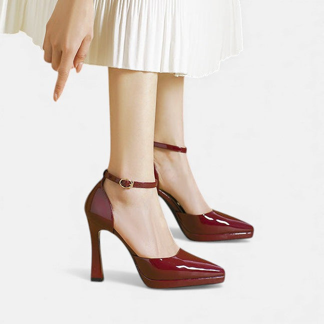 LEREN | LEATHER BLOCK-HEEL HEELS