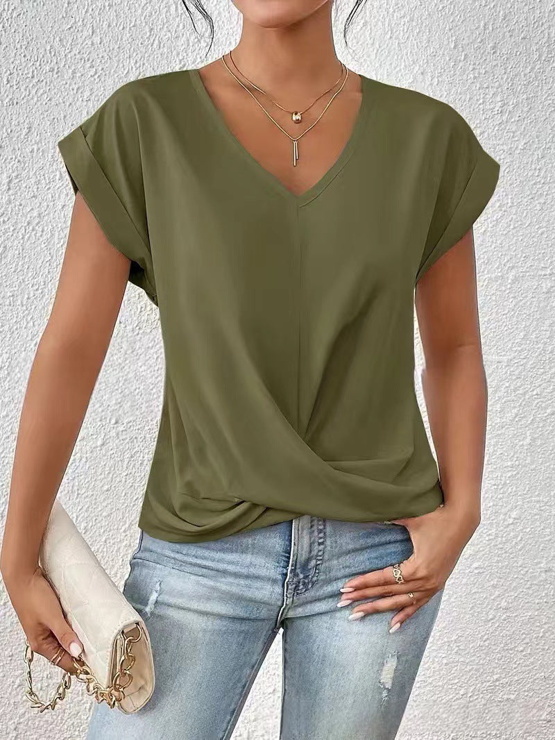Fayetta | Twist-Hem V-Neck T-Shirt
