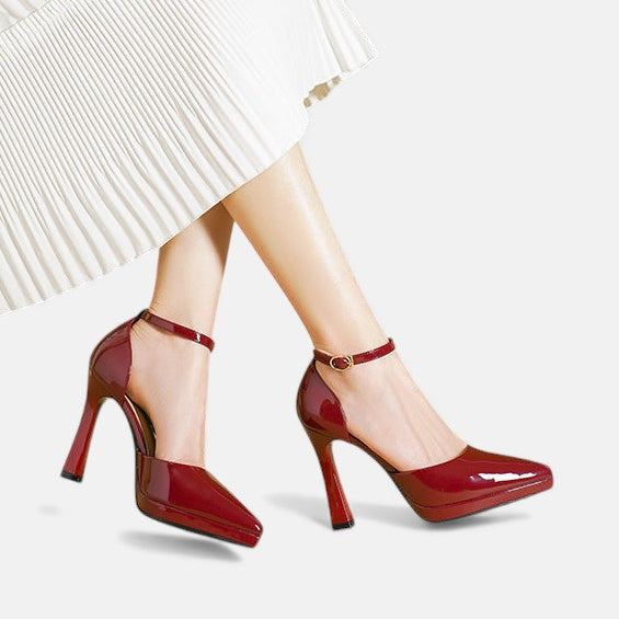 LEREN | LEATHER BLOCK-HEEL HEELS