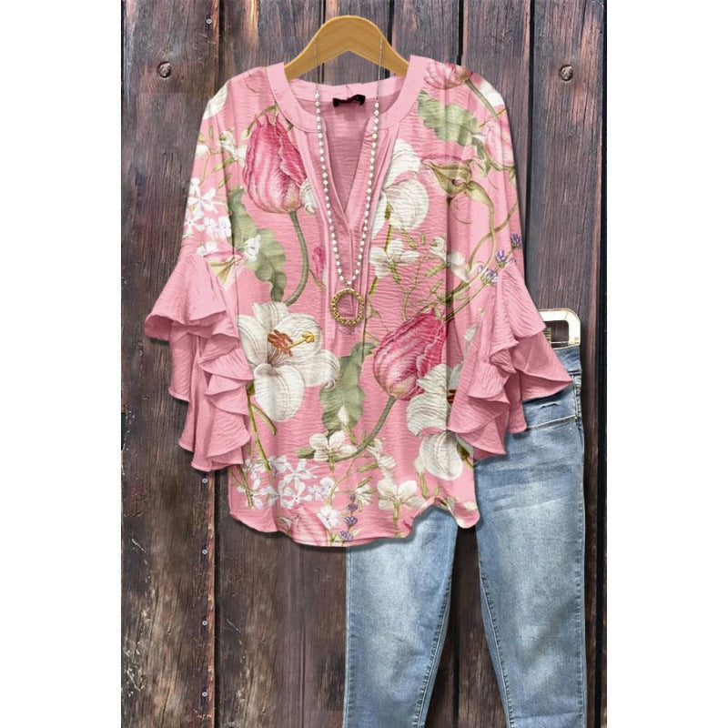 Ardyce | Printed Ruffle-Sleeve Blouse