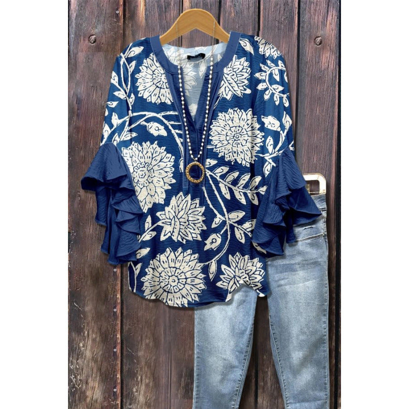 Ardyce | Printed Ruffle-Sleeve Blouse