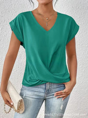 Fayetta | Twist-Hem V-Neck T-Shirt