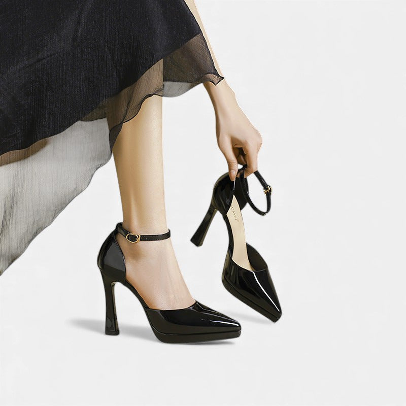LEREN | LEATHER BLOCK-HEEL HEELS