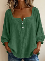 Tenille | Square-Neck Button Blouse