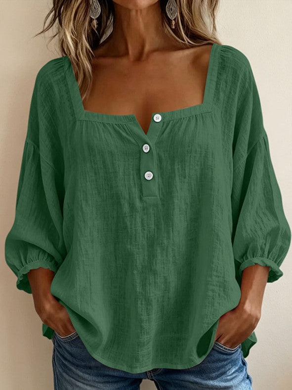 Tenille | Square-Neck Button Blouse