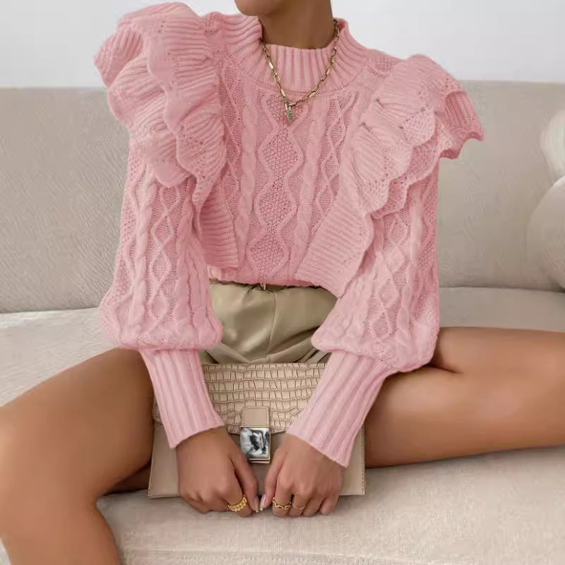 Akilah | Ruffled Cable-Knit Jumper