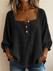 Tenille | Square-Neck Button Blouse