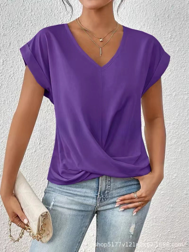 Fayetta | Twist-Hem V-Neck T-Shirt