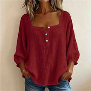 Tenille | Square-Neck Button Blouse