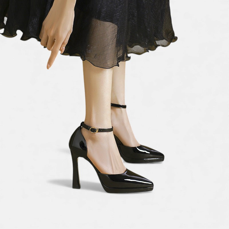 LEREN | LEATHER BLOCK-HEEL HEELS