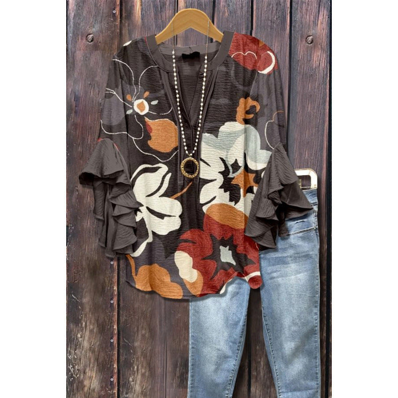 Ardyce | Printed Ruffle-Sleeve Blouse