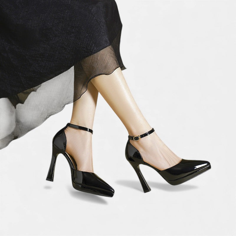 LEREN | LEATHER BLOCK-HEEL HEELS