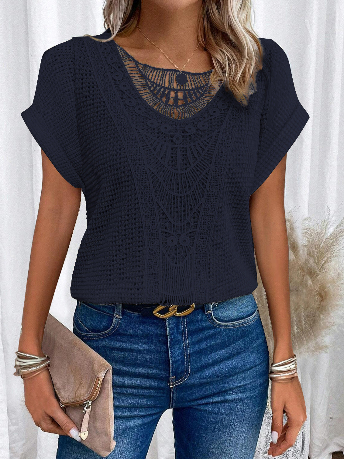 Tanasia | Open-Knit Short-Sleeve Jumper