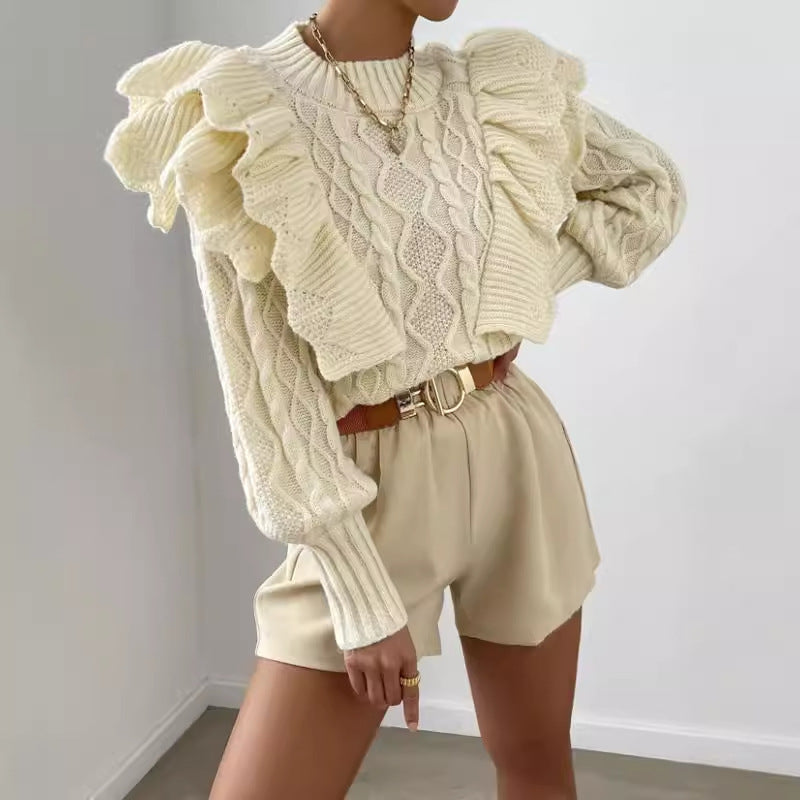 Akilah | Ruffled Cable-Knit Jumper