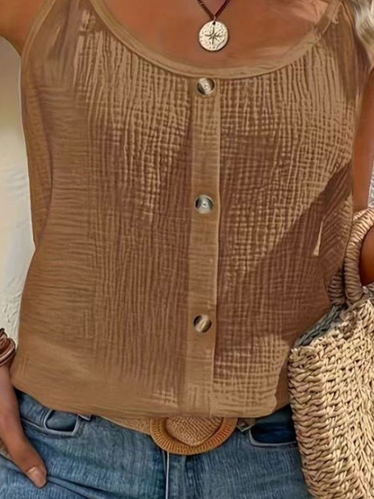 Brandice | Button-Front Strappy Top