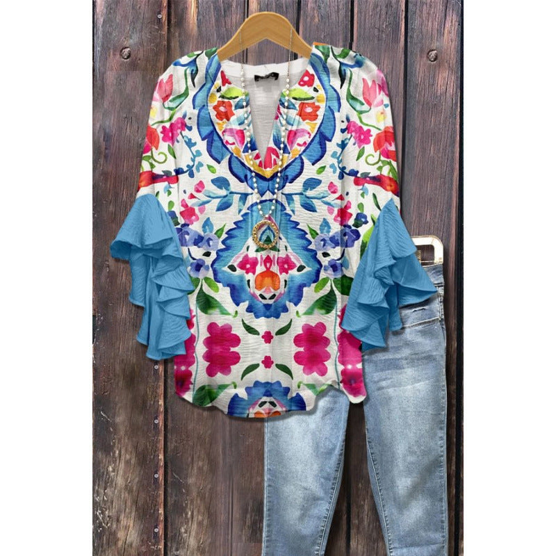Ardyce | Printed Ruffle-Sleeve Blouse
