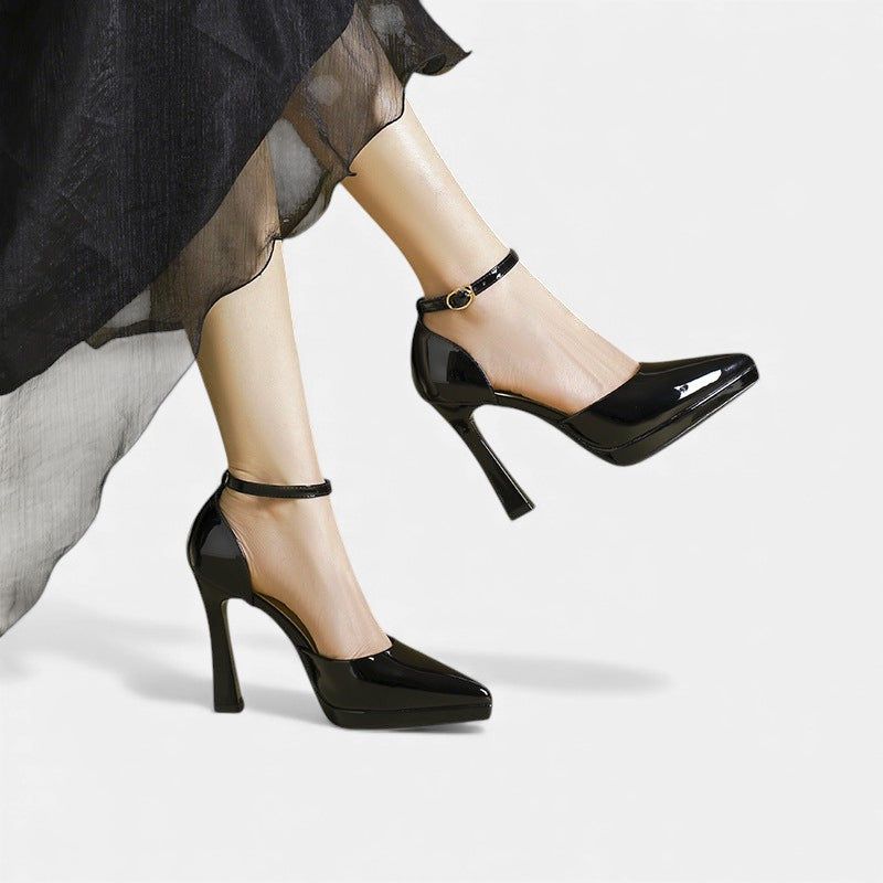 LEREN | LEATHER BLOCK-HEEL HEELS