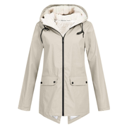 Morwenna | Long Fleece-Lined Hooded Parka in Khaki