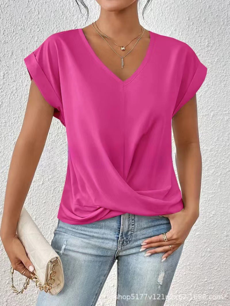 Fayetta | Twist-Hem V-Neck T-Shirt