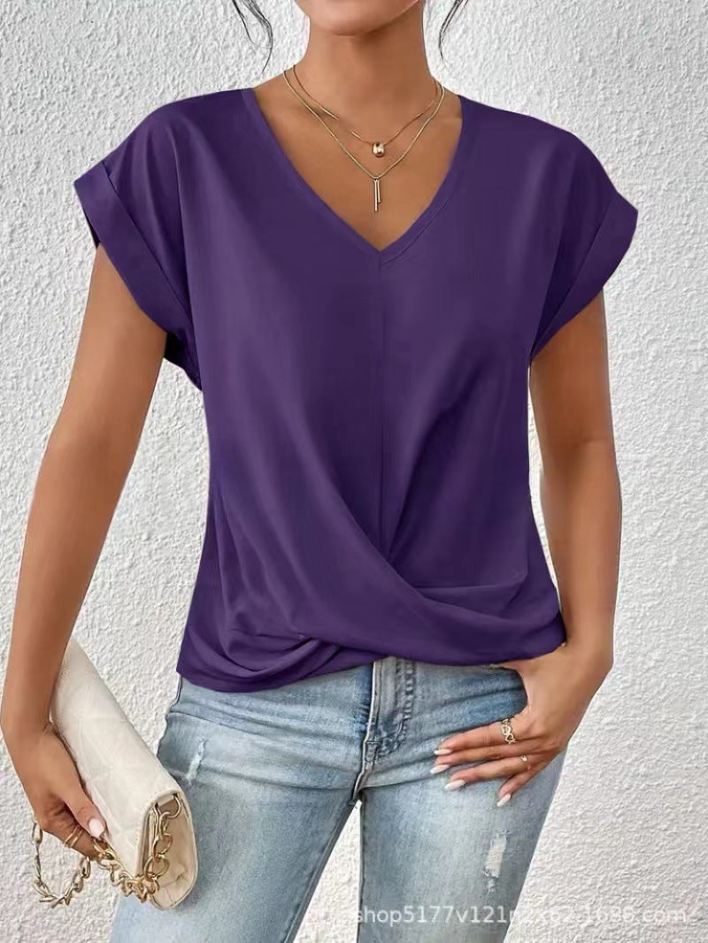 Fayetta | Twist-Hem V-Neck T-Shirt